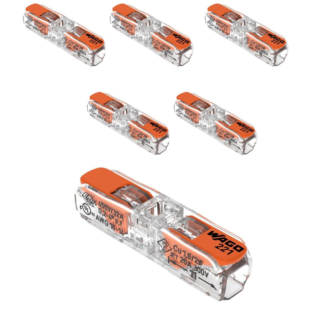 Kit 5 Conector Emenda Alavanca Borne 221-2411 4mm 32a Wago