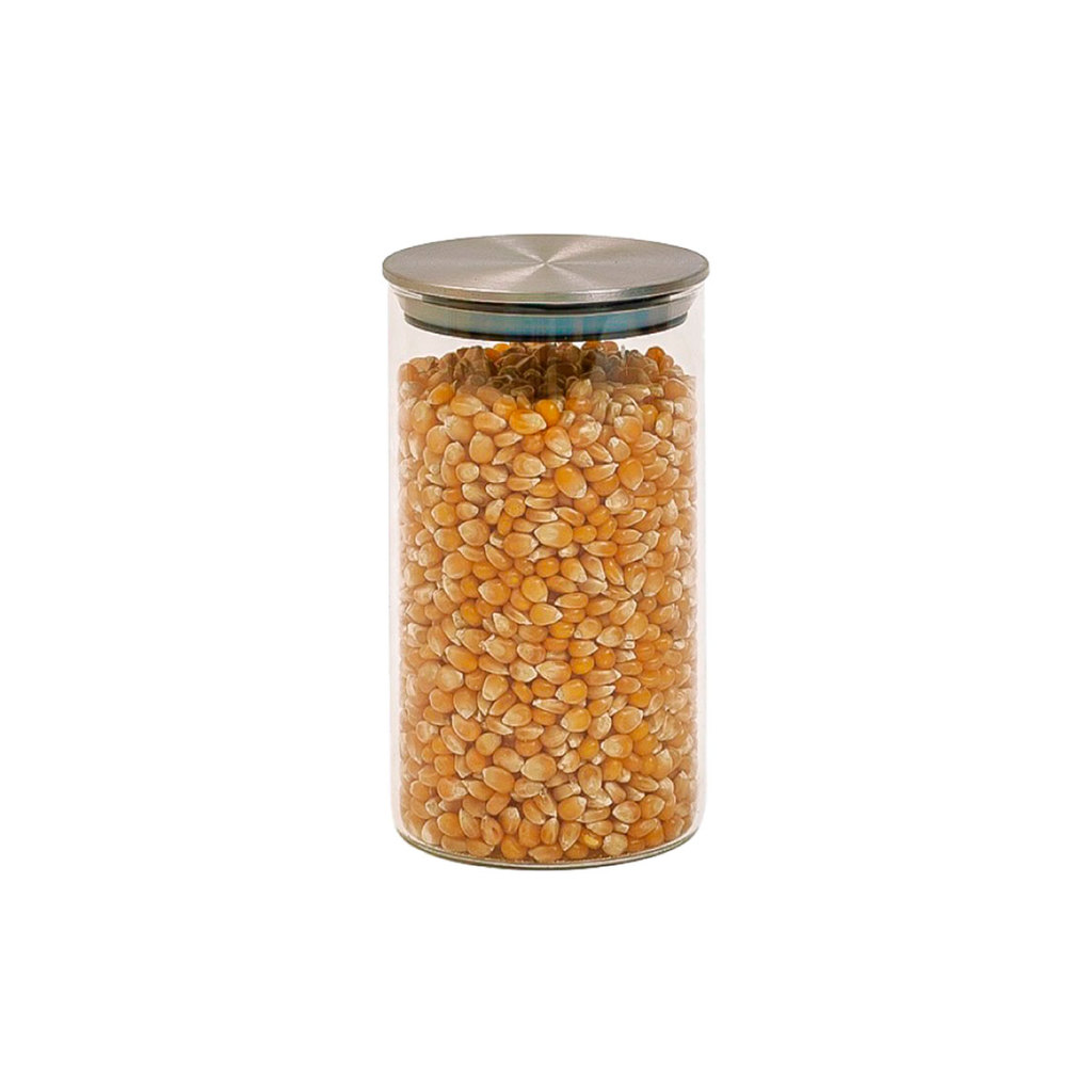 Pote de vidro 700ml com tampa inox hermético redondo - Tud