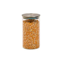 Pote de vidro 700ml com tampa inox hermético redondo - Tud