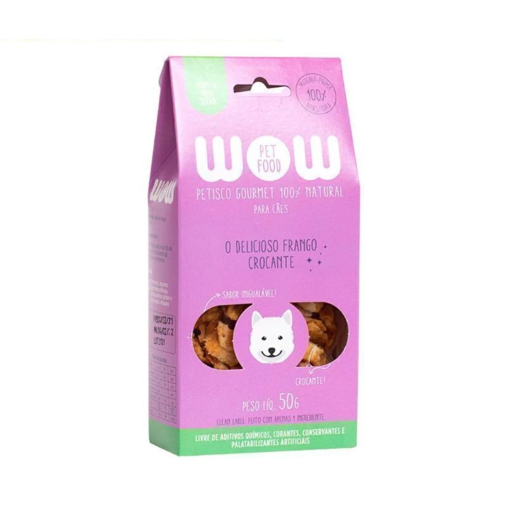 Petisco Wow Pet Frango Crocante para Cães 100% Natural 50g