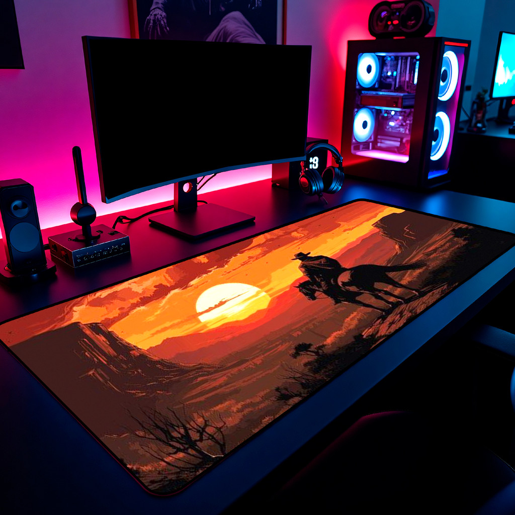 Mouse Pad Gamer Red Dead Redemption 2 65x30cm 80x40cm 90x50cm 120x60cm Borda Costurada