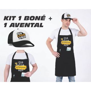 kit 1 Avental Personalizado Com Sua Arte + Boné Personalizado em Oferta na Shopee
