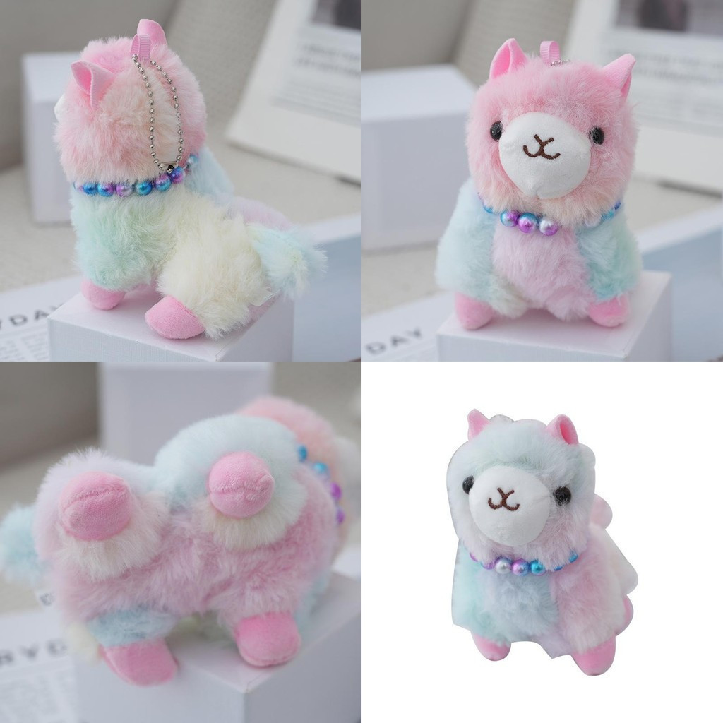 Adorável Chaveiro De Pelúcia Tiedye Lhama Presente Perfeito Para Crianças Mochila Charme E