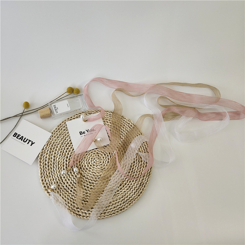 Feminino simples All-Match Chiffon cinto fino atado tecido decoração combinando saia pérola cinto feminino atado versão