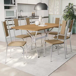 Mesa de Jantar Milano com 6 Cadeiras Estofadas Kappesberg