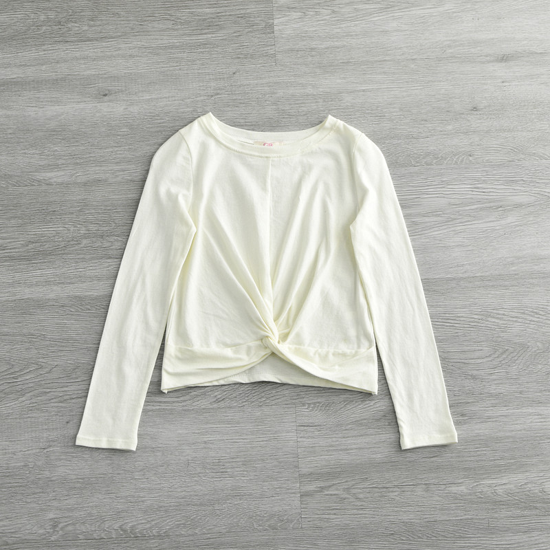 Camiseta branca de manga comprida com gola redonda, primavera fina, média e grande, crianças, comércio exterior, Design 