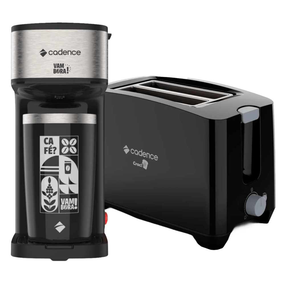 Kit Black Cadence - Cafeteira Vambora e Torradeira Croc