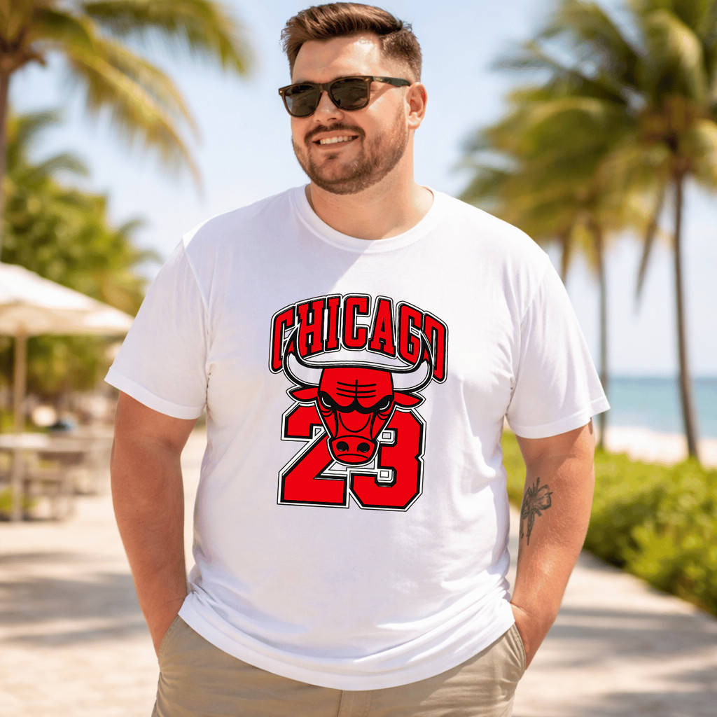 Camiseta Plus Size Masculina Estampada Chicaco 23 100% Premium Manga Curta Casual Blusa Academia Camis