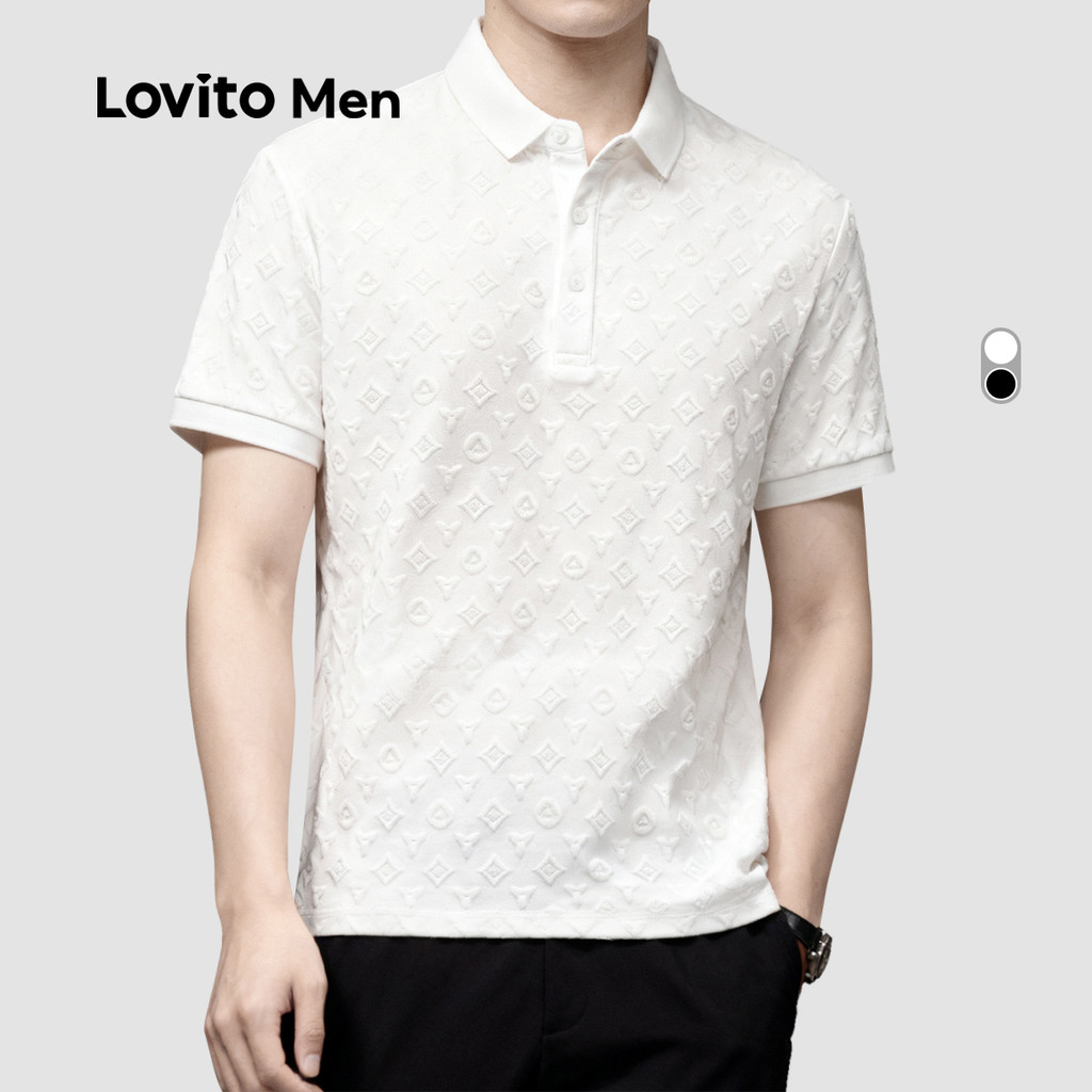 Lovito Camisa Polo Elegante Clássica E Versátil Branca Para Homens Primavera/verão (tamanho Pequeno) LNE122135