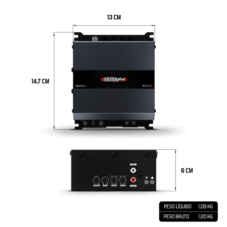 MODULO AMPLIFICADOR SOUNDIGITAL 1600.1 EVO6 1600 WRMS 4 OHMS — imagem 2 de 2