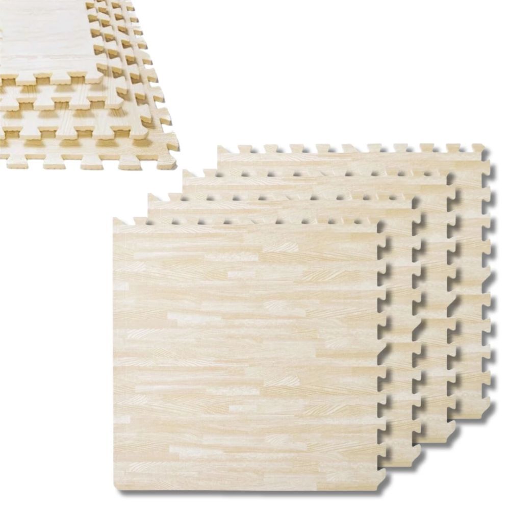 Tatame Eva Piso Madeira Claro 62x62cm 4 Peças para Decoração de Ambientes