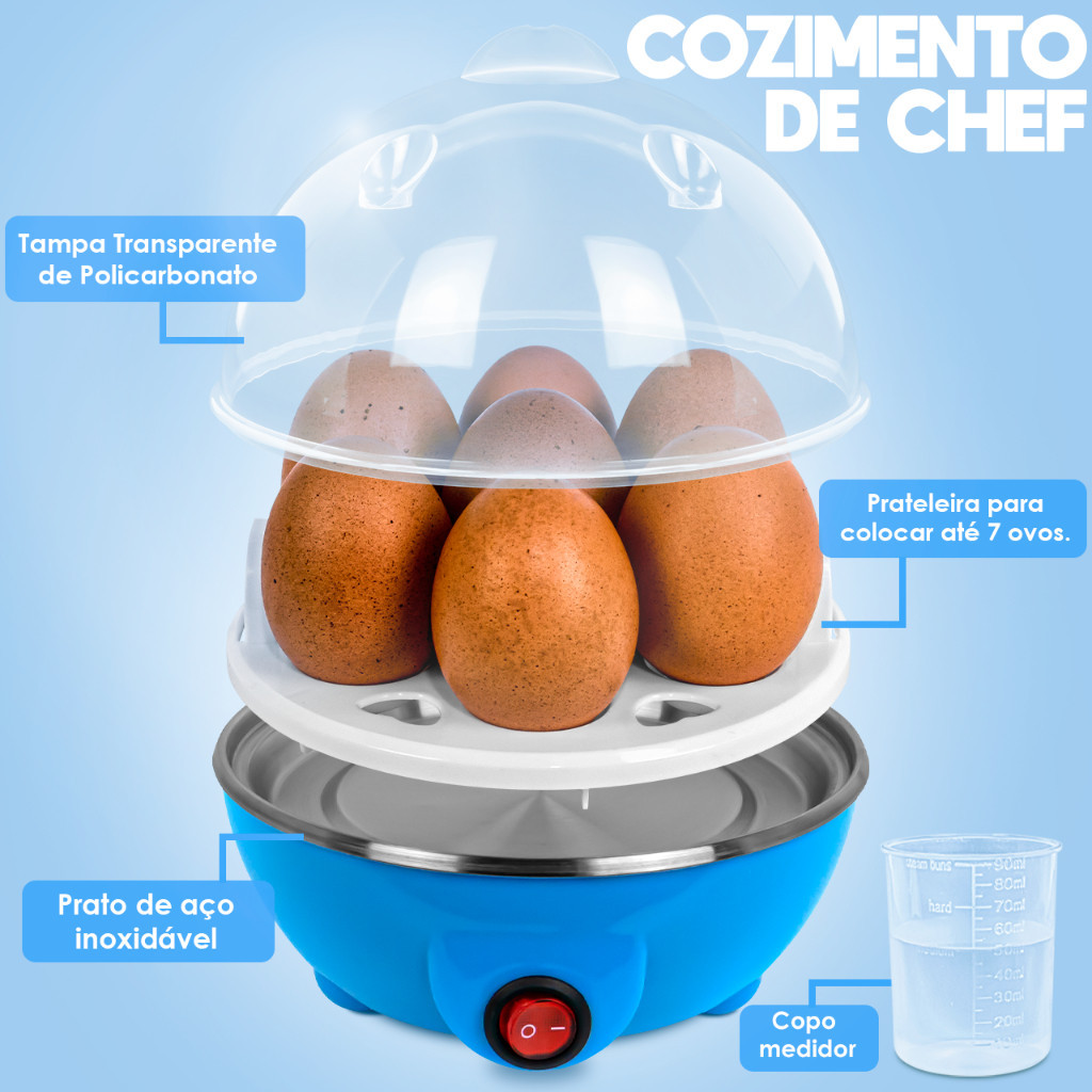 Cozedor de Ovos Elétrico Portátil Cozinha à Vapor 110V Cor Aleatória