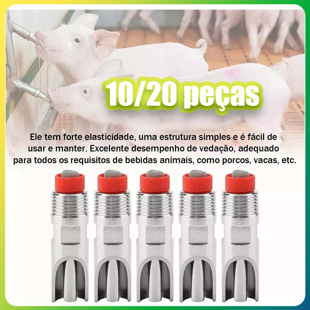 10/20x Bebedouro com bico para suínos em aço inoxidável, bebedouro automático de 1/2 polegada