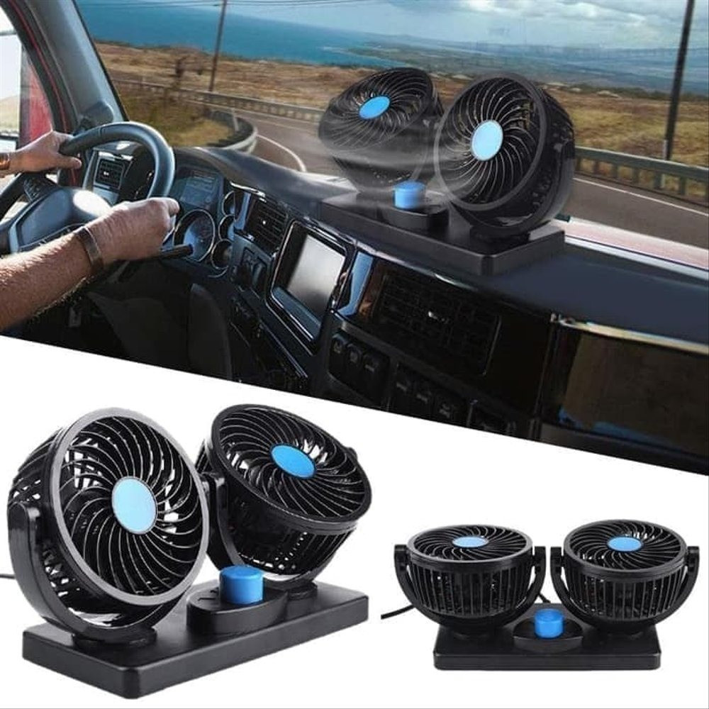 Ventilador Automotivo Duplo Forte Com Ajuste P/ Carro Caminhão Van 12v em Oferta na Shopee