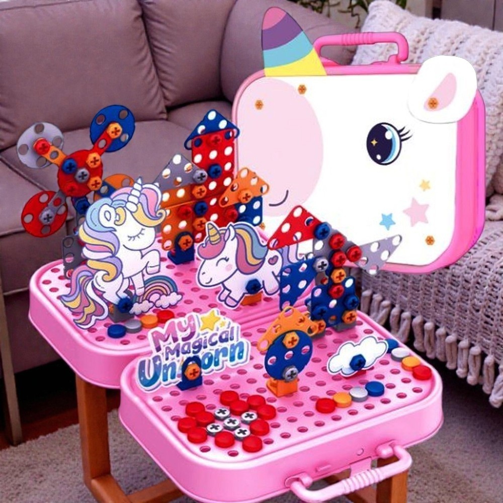 Kit Maleta Educativa Montagem Infantil Unicórnio Brinquedo Criativo Aprendizado Diversão Achadinhos