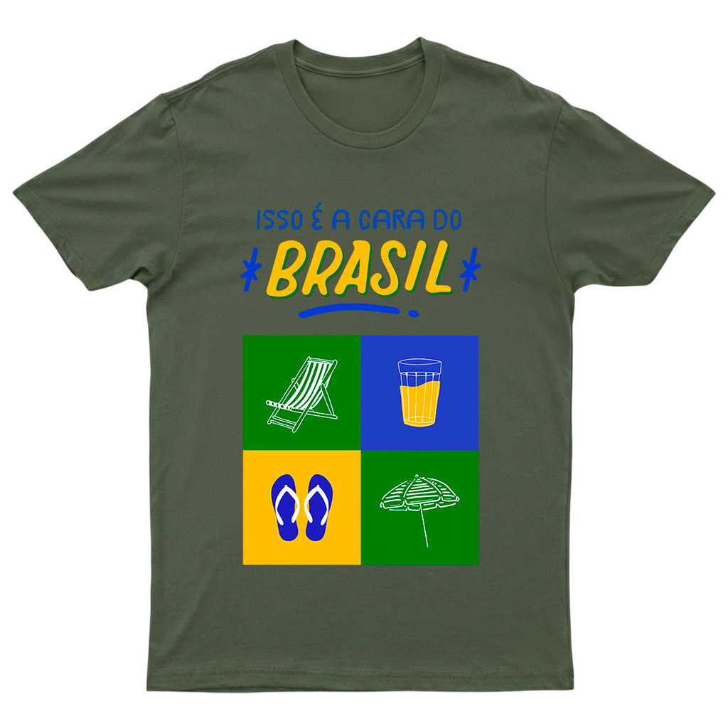 Camiseta Brasil Unissex Copa Mundo Cara do Brasil  Feminina  Blusa Tshirt  Moda 100% Algodão Futebol