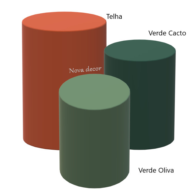 TRIO CAPAS PARA MESAS CILINDROS VESTE FÁCIL - COR TELHA, CACTO, OLIVA