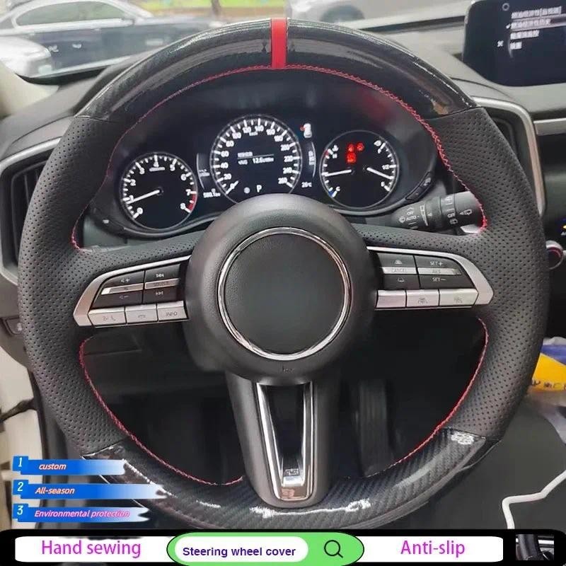 Personalização Capa De Volante De Carro De Fibra De Carbono Costurada À Mão Para Mazda 3 Axela 2019 2020 CX-30 2020 MX P