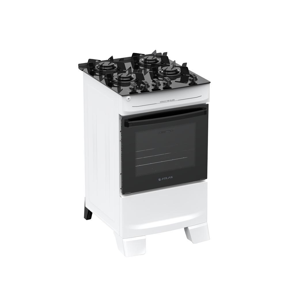 Fogão 4 Bocas Atlas Mônaco Top Glass Mesa de Vidro Bivolt