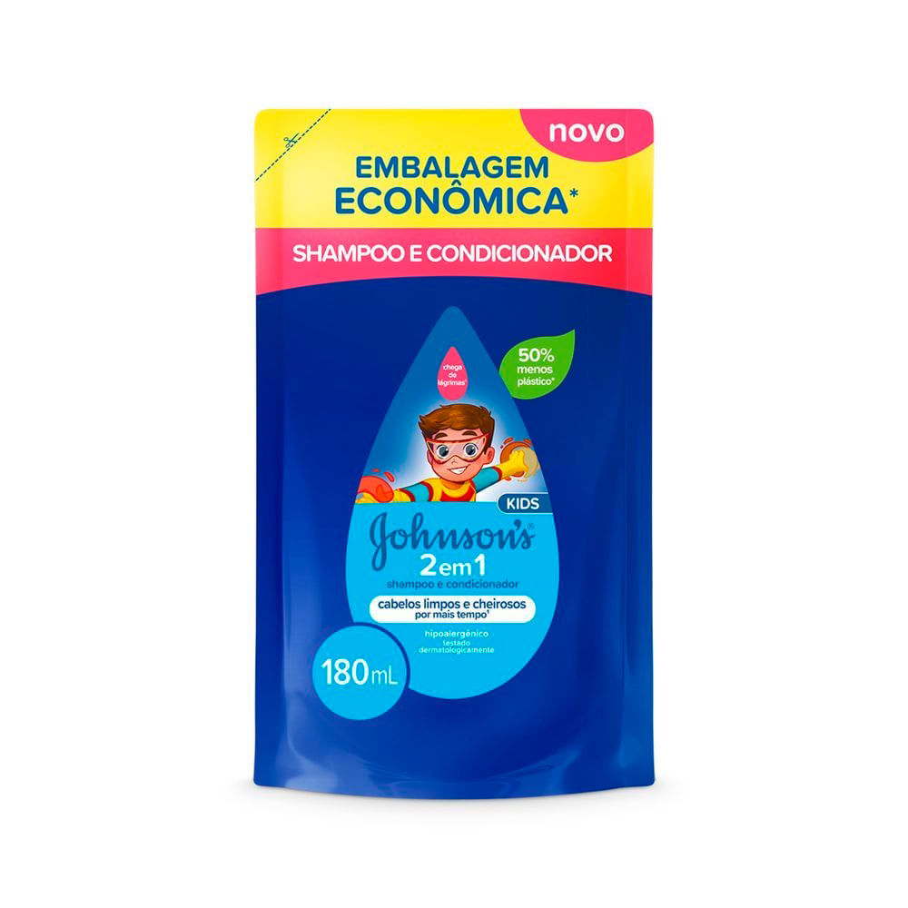 Shampoo e Condicionador Johnson's Kids 2 em 1 Refil 180ml