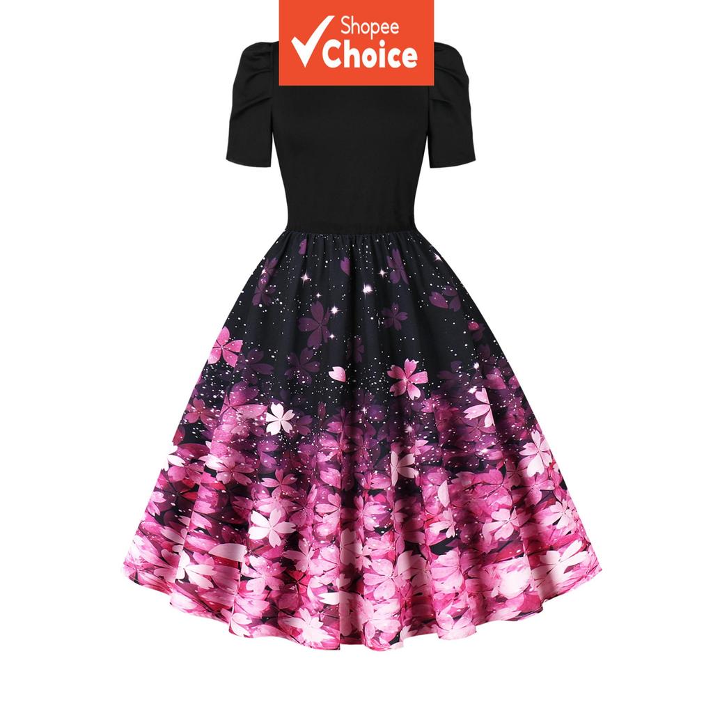 Vestido de Manga Curta com Cintura Elástica e Costuras de Tecido Bolha para Festa, Elegante, para Verão e Férias