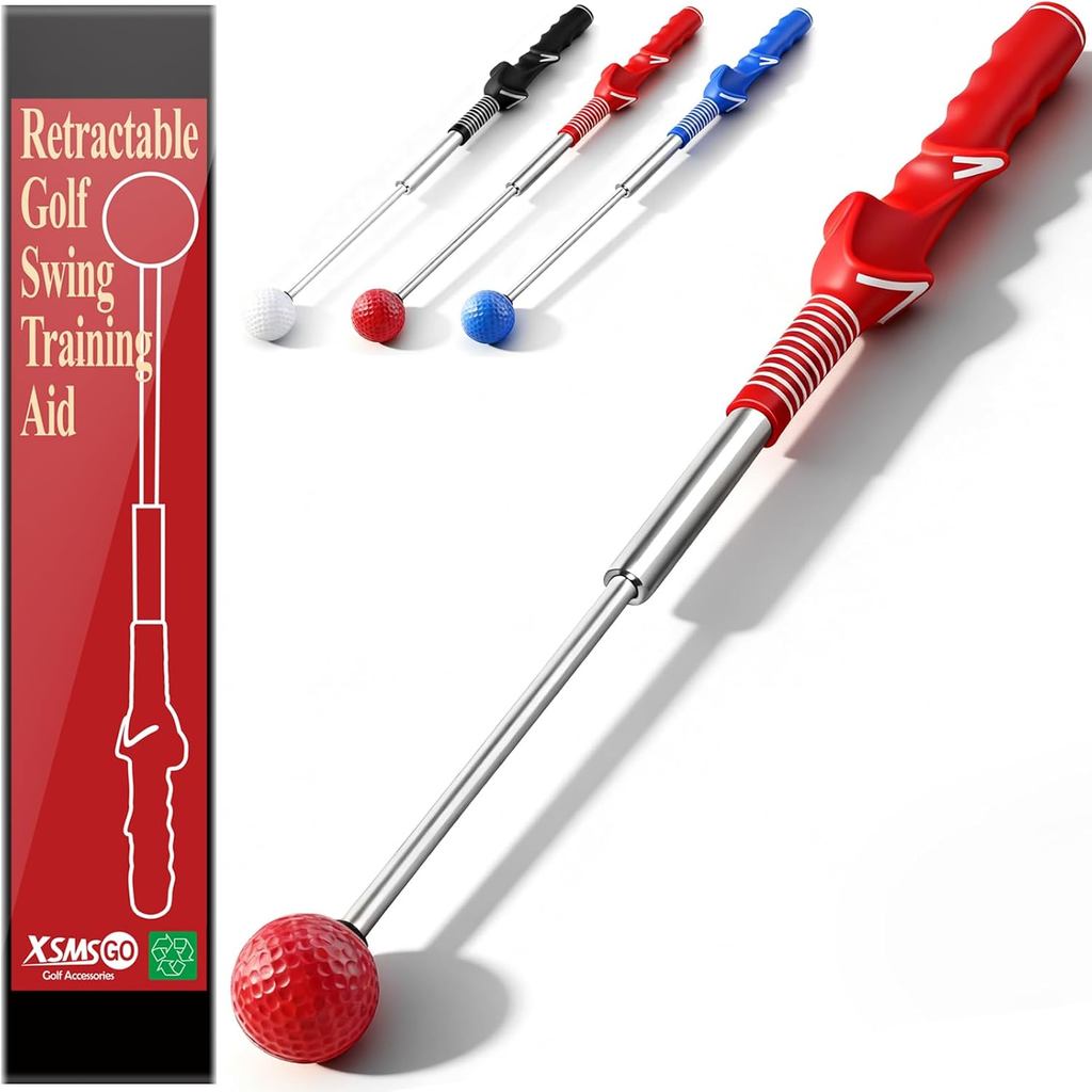 Auxiliar de Treinamento de Swing de Golfe Retrátil – Treinador de Swing de Golfe com Empunhadura Ergonômica e Feedback S