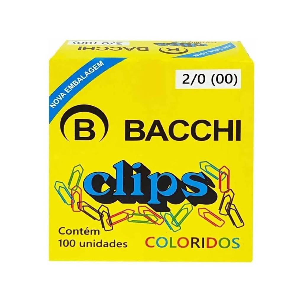 Clips coloridos NR 2/0 (00) com 100 unidades Bacchi em Oferta na Shopee