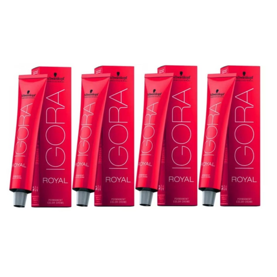 Kit Schwarzkopf Igora Royal 2x 8-77 Louro Médio Cobre Extra 2x + 9-7 Louro Extra Claro Cobre