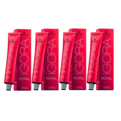 Kit Schwarzkopf Igora Royal 2x 8-77 Louro Médio Cobre Extra 2x + 9-7 Louro Extra Claro Cobre