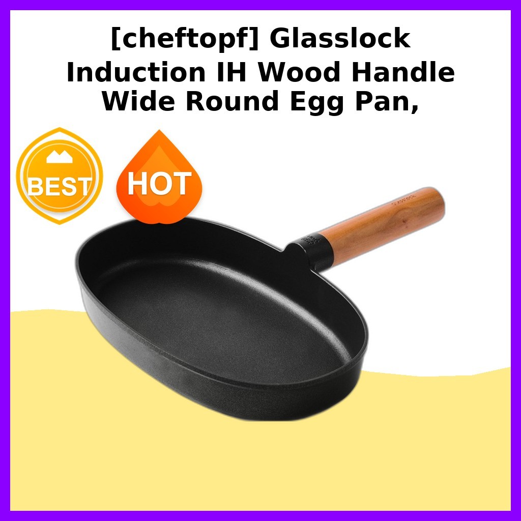 [cheftopf] Bandeja De Ovo Redonda Larga Com Cabo De Madeira IH Por Indução Glasslock , 25.7 Cm , 1 Unidade/Forma Coreana