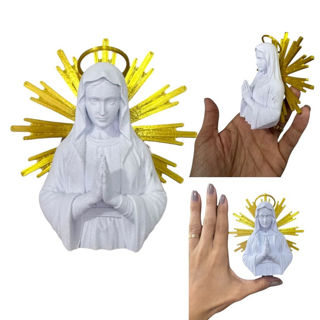 Imagem Nossa Senhora Virgem Maria 3D Decorativa | Enfeite Religioso Católico para Oratório Casa Presente Espiritual Mode