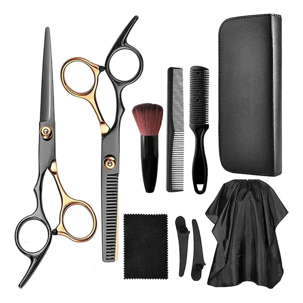 Kit Tesouras Profissional para Barbeiro e Cabeleireiro Corte de Cabelo e Barba