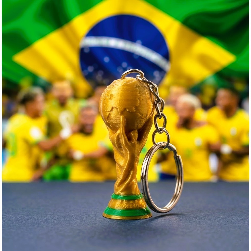 Kit Chaveiro Copa do Mundo Impressão 3D Colecionador Trofeu