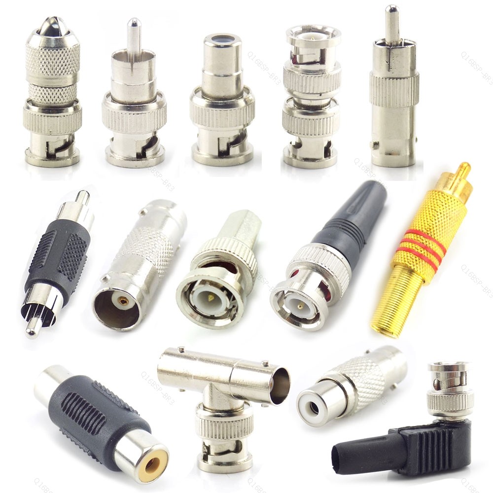 BNC RCA Macho Fêmea Para Adaptador Plug Cabo Coaxial Vídeo Áudio Fio Conversor Conector BR16B3