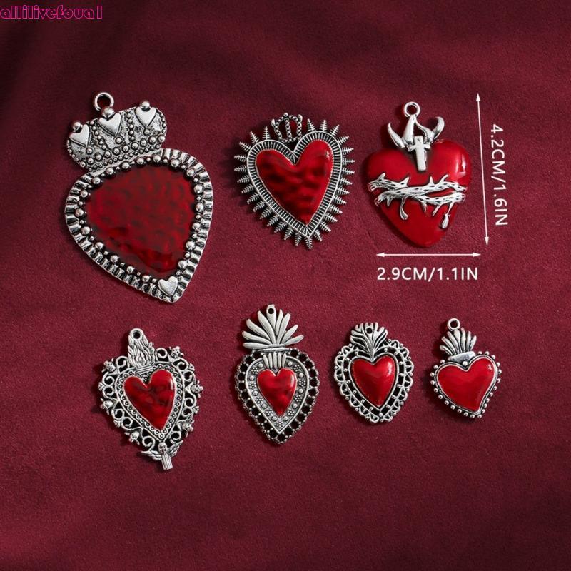 allilivefoua1 Coração Charme Hip Hop Colar Brincos Pingente Decorações Para Fazer Artesanato