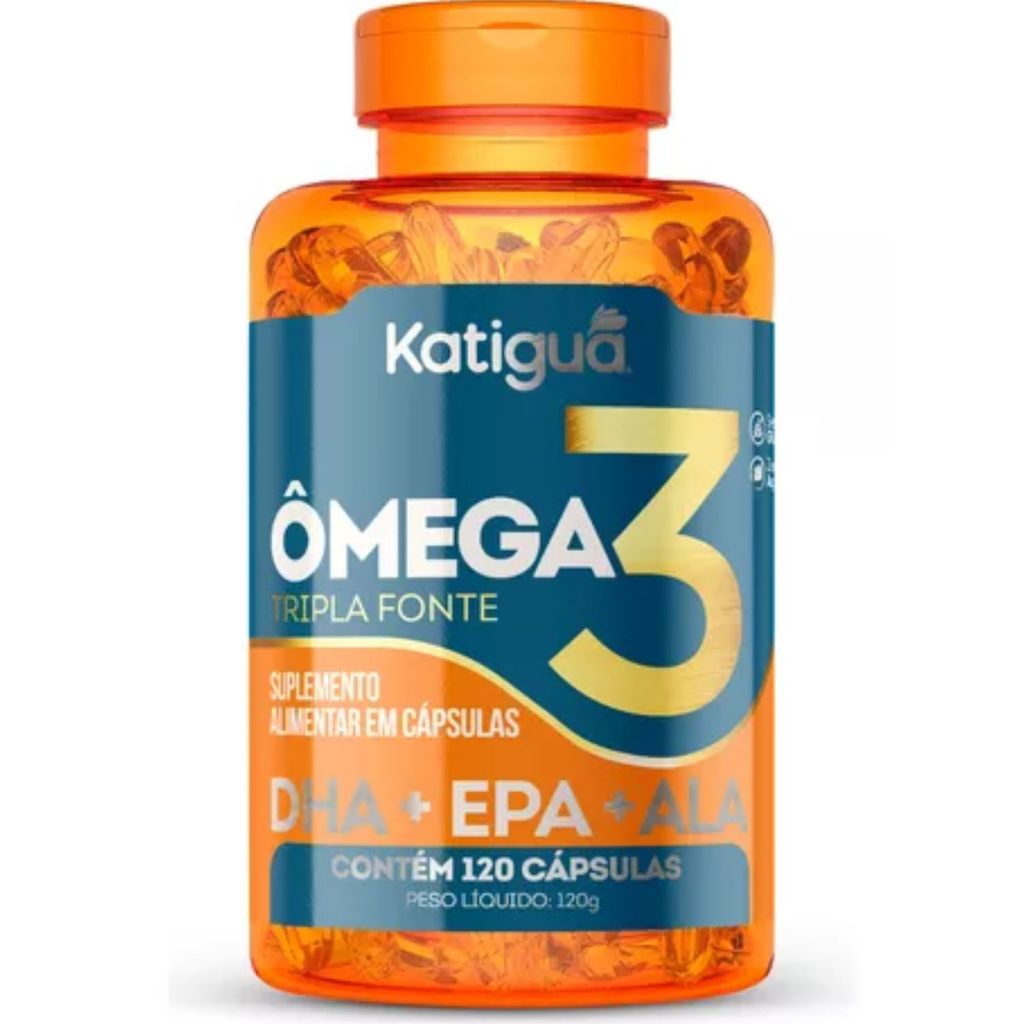 Ômega 3 Tripla Fonte (Oleo de Peixe, Oleo de Chia e Oleo de Linhaça) Katiguá 120 Capsulas 1407 Mg