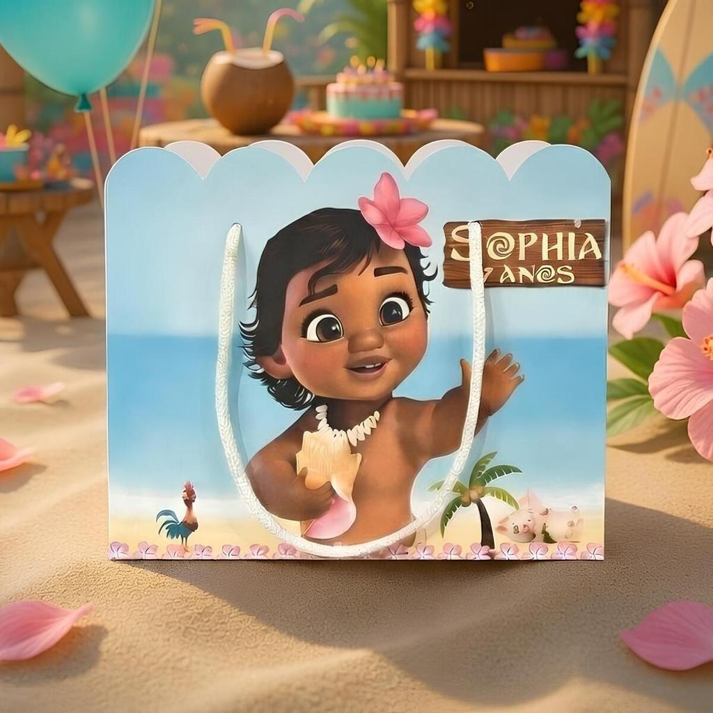 Kit Sacolinha Sacola Papelaria Personalizada Moana Sacolinha de Lembrancinha Caixinha para Festa