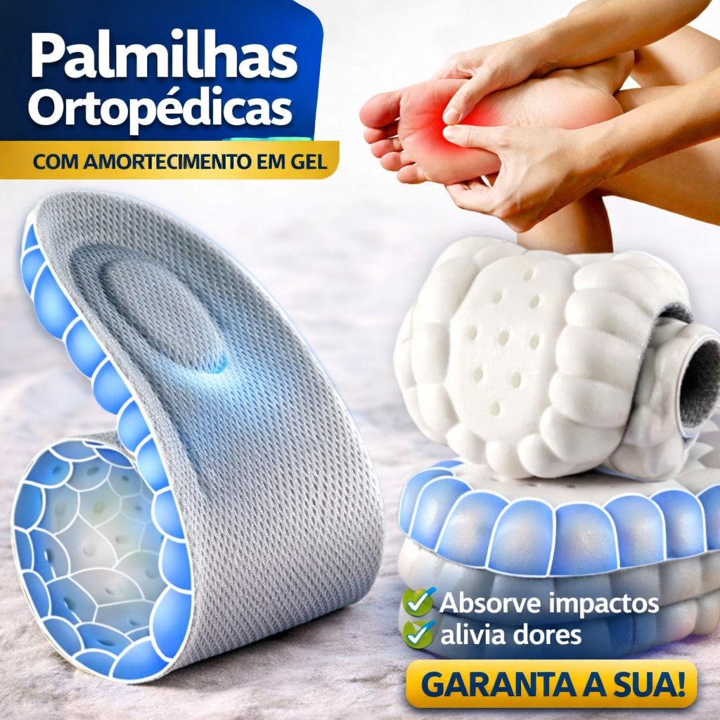 Palmilha Ortopédica Gel 4D Nuvem Fascite Plantar Esporão 1 Par Alto Conforto Anatômica Absorção