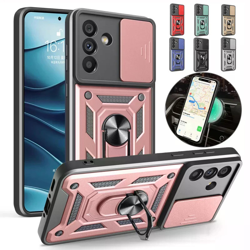Para Samsung GalaxyA07 A17 A37 A57 A16 A26 A36 A56 A15 A25 A35 A55 Armadura Robusta Lente Da Câmera Magnética Do Carro A