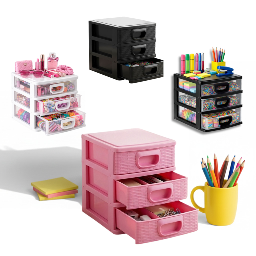 Gaveteiro Organizador de Mesa 3 Gavetas  Porta Joias, Costura, Escritório e Acessórios