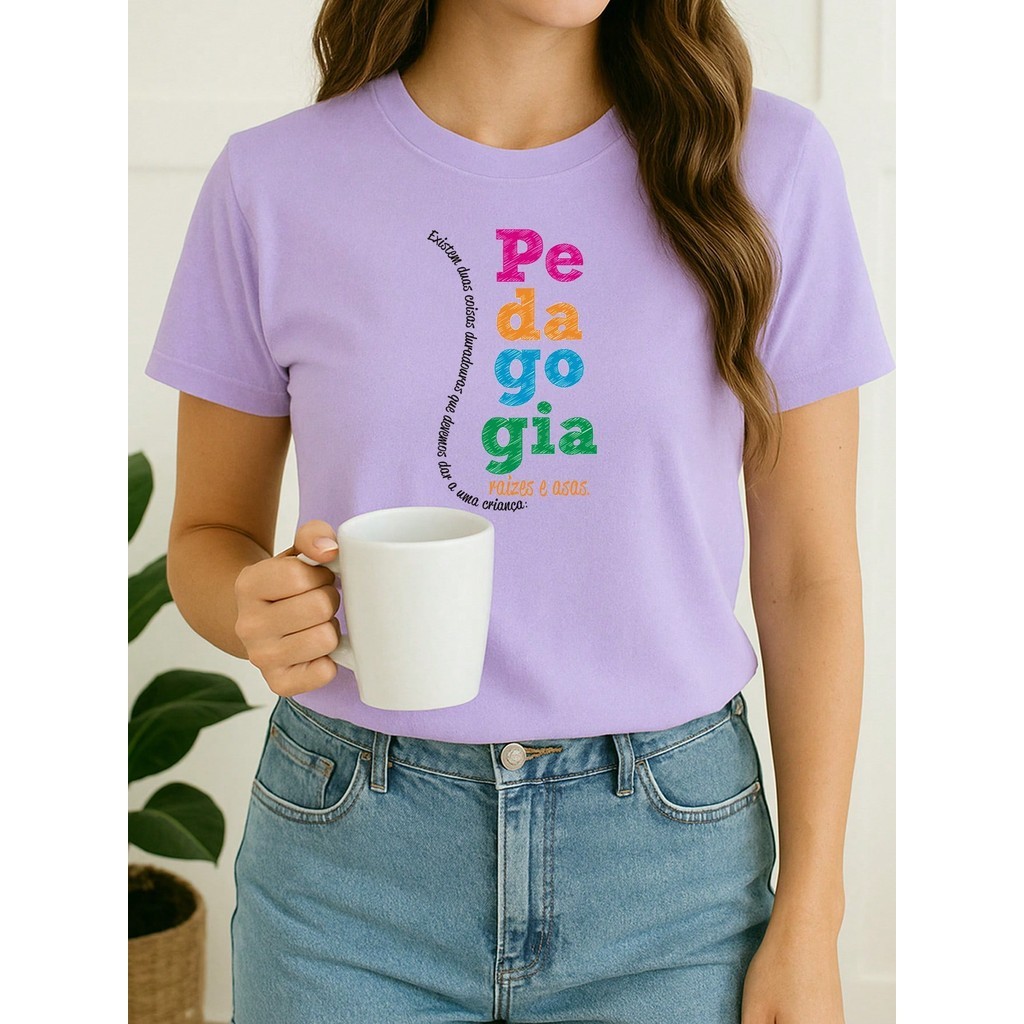 Camiseta Feminina Pedagogia Tshirt Pedagogia Entrega Rapida