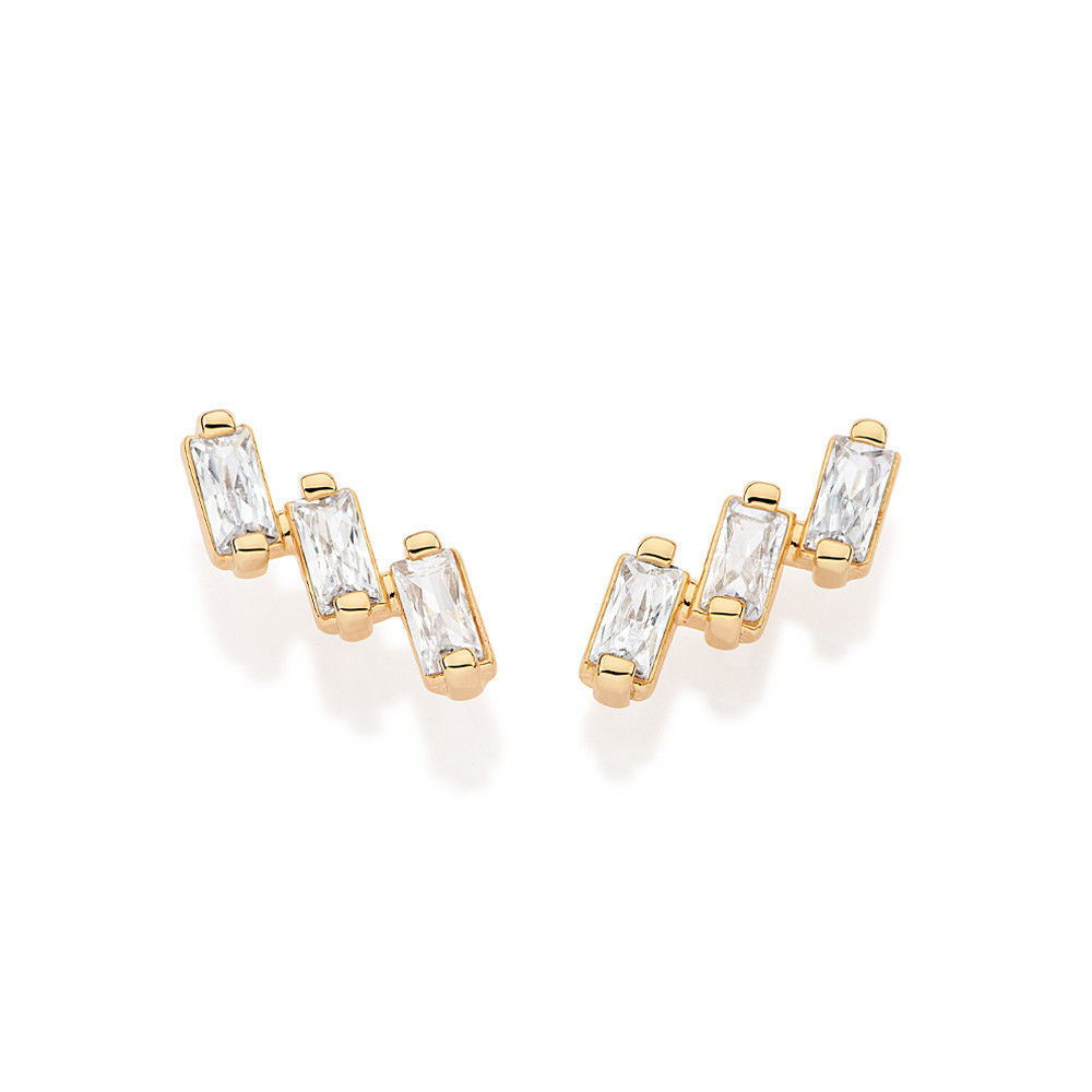 Imagem BRINCO BANHADO A OURO 18K COM ZIRCÔNIAS