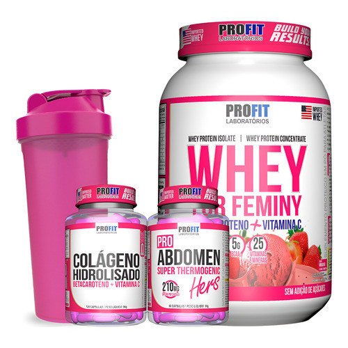 Whey Feminino For Feminy + Colágeno + Termogênico + Brinde