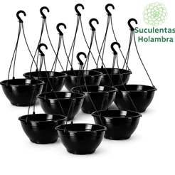 Kit 5 Vasos Cuia 21 Com haste 43 cm - REFORÇADO Cor Preta - Ideal p/ Rosa do Deserto, Samambaia, Suculentas e Cactos
