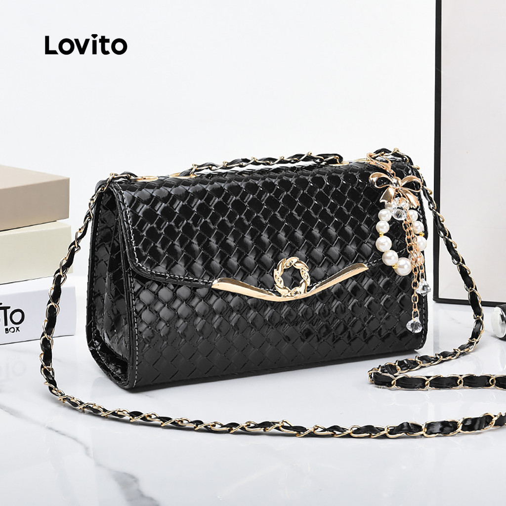 Lovito Casual Chain Small Shoulder Bag para Mulheres LFA104079