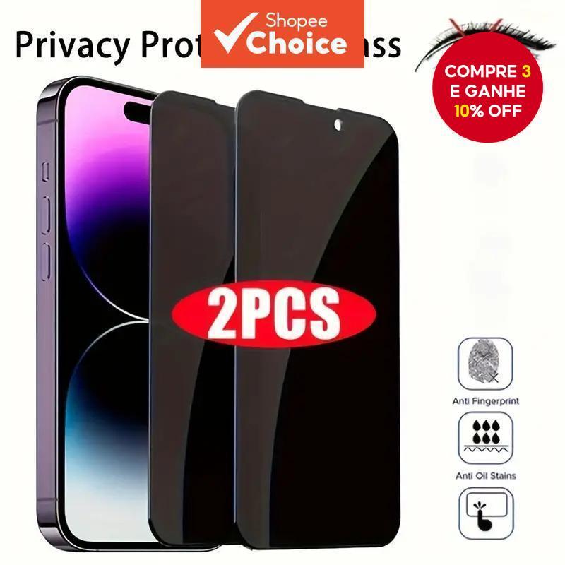 2 Unidades Protetores De Tela De Filme De Vidro Temperado De Privacidade Para iPhone 11 15 12 13 Pro Max Mini 14 Plus em Oferta na Shopee