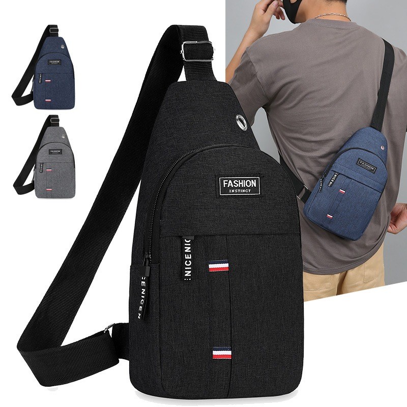 Bolsa Mochila De Peito Tiracolo Pochete Bolsa Impermeável Transversal Masculina Com USB