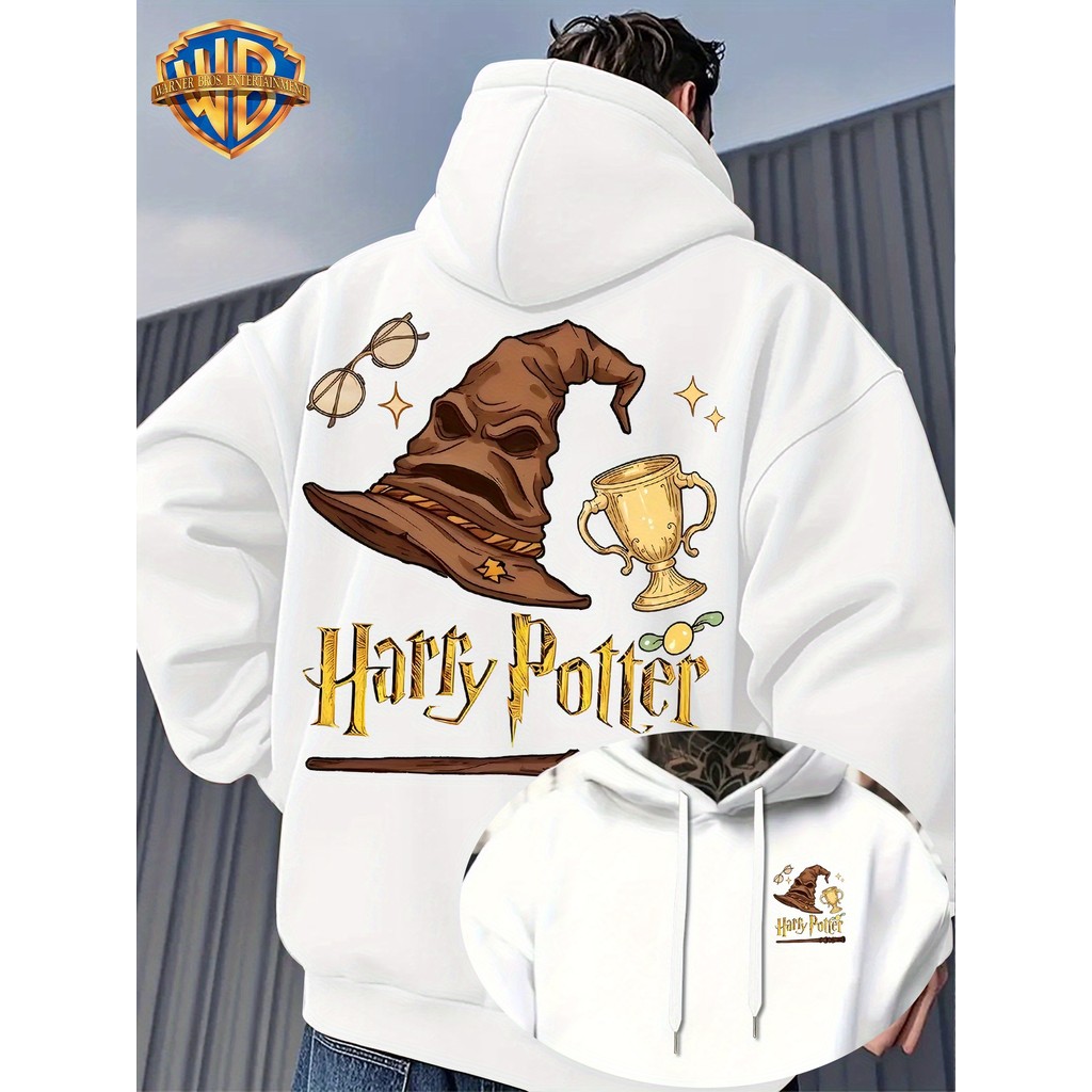 Moletom Canguru Warner Bros Oficial Clássico em Tom Preto, Design  Ricos de "Harry Potter"...