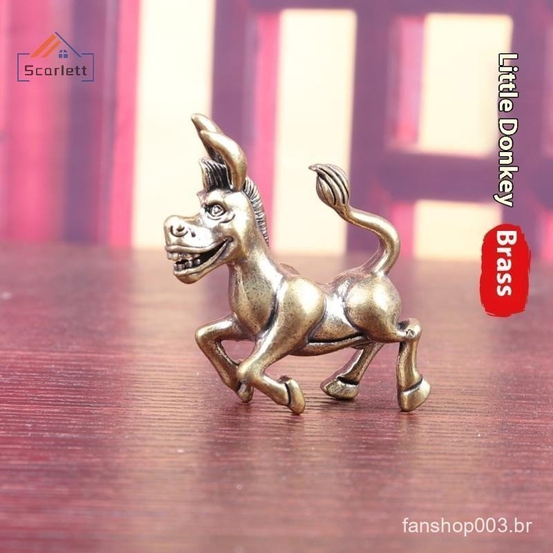 [Scarlett] Estátua De Bronze Artesanato Desktop Burro Enfeites De Latão Transfronteiriços Acessórios De Decoração De Mes