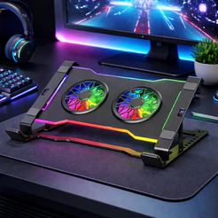 Suporte para Notebook Cooler RGB 3000 RPM Ajustável Extensão Portas Tipo C e USB Aço OR-SP257